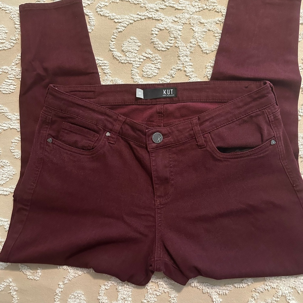Kut from the Kloth Women's Burgundy Skinny Jeans